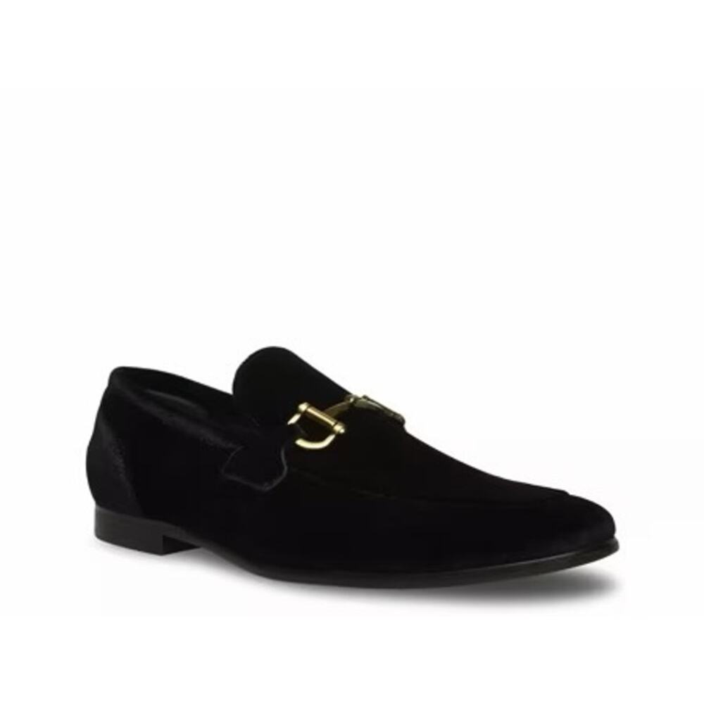 Steve Madden Sz 7 Delrayy Black Velvet Bit Slip On Men’s Dress Shoe Loafers